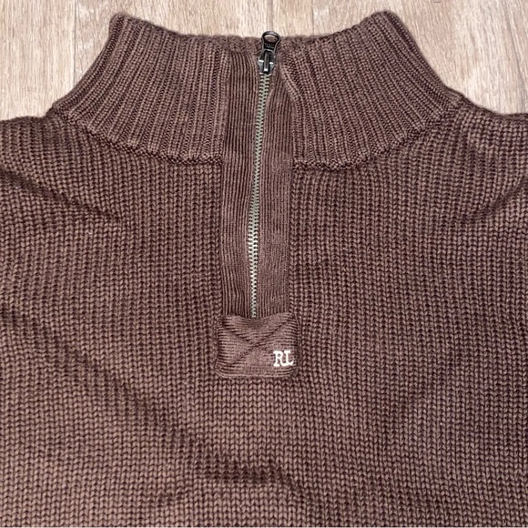 :::VINTAGE:::Men's polo jeans company 1/4 zip Brown Sweater size XXL - Picture 3 of 10